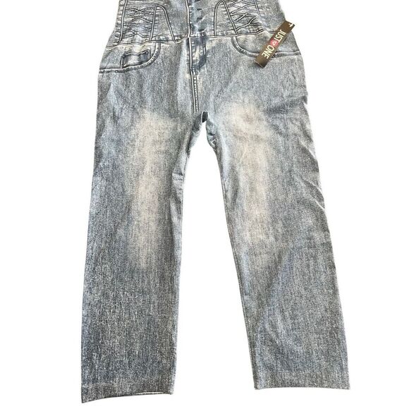 Just One Leggings 2XL/ NWT Jean Print Side Slits - Picture 1 of 6